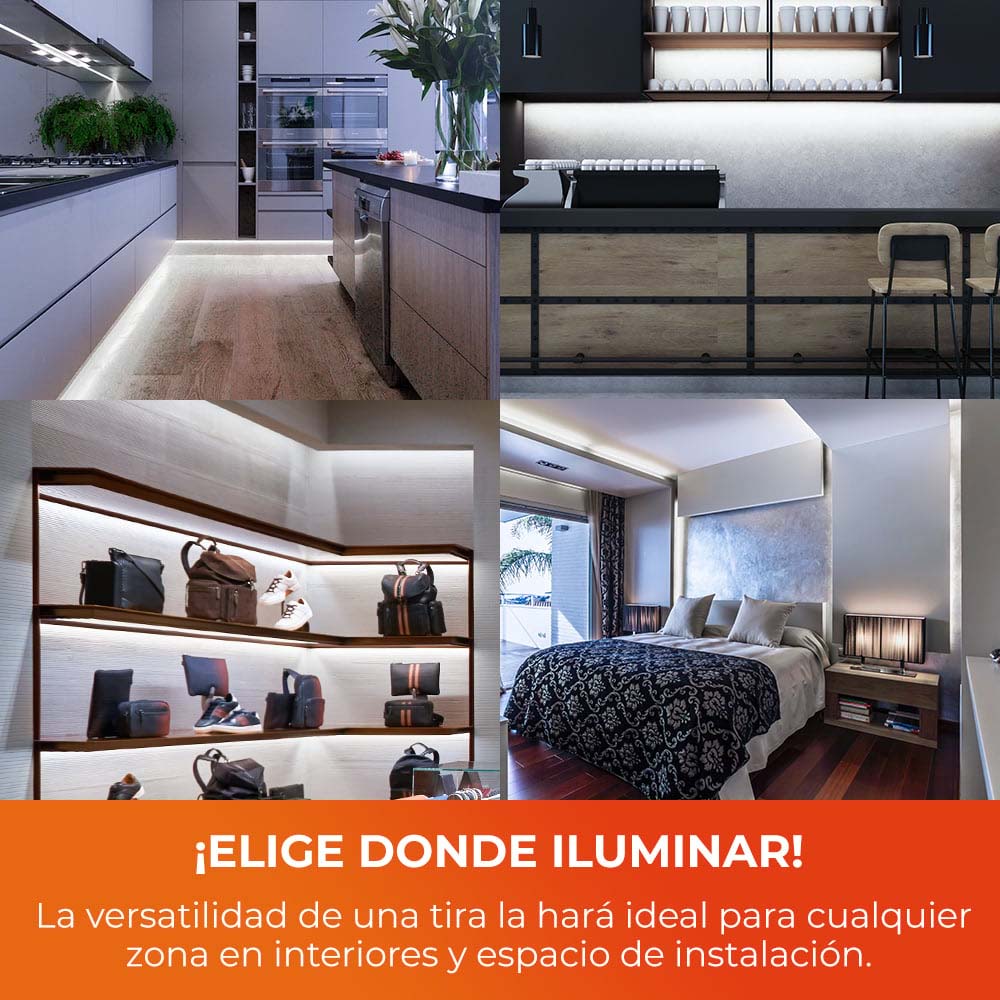 KIT DE 3 PIEZAS DE TIRA LED INT/EXT 12W 100V-240V IRC80 IP20 4000K CONTROLADOR Y ELIMINADOR IP44 140 25000HR NEGRO/TRANSPARENTE