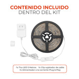 KIT DE 3 PIEZAS DE TIRA LED INT/EXT 12W 100V-240V IRC80 LUZ AMARILLA IP20 CONTROLADOR Y ELIMINADOR IP44 140 25000HR BLANCO/TRANSPARENTE