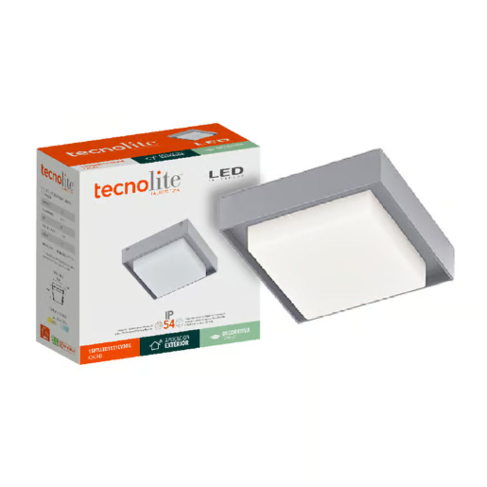 KIT DE 2 PIEZAS DE PLAFON CUADRO LED SOBREP. TECHO 15W/127V. 3000K A PBA. VAPOR ALUM. GRIS OKAB I