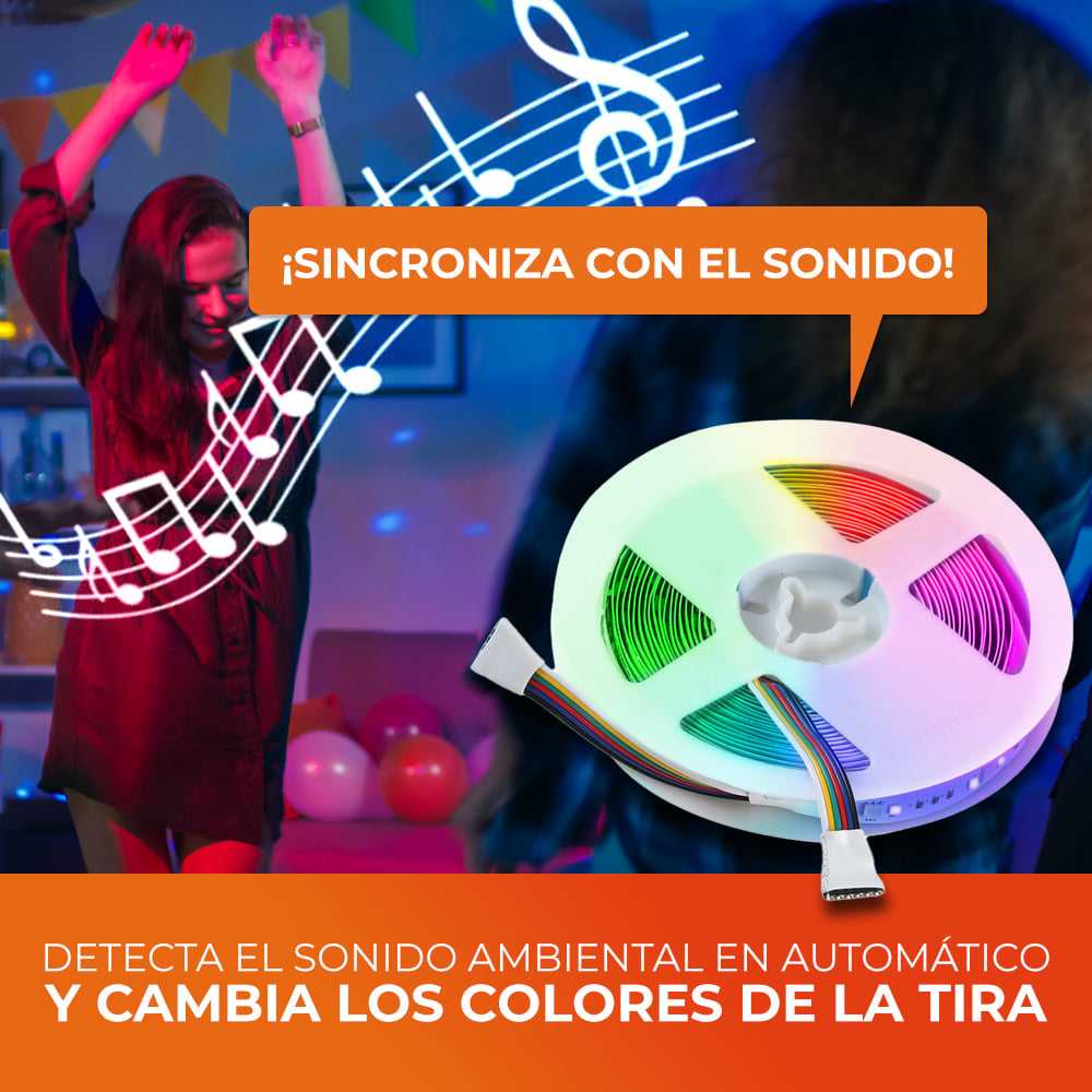 KIT DE 2 PIEZAS DE TIRA LED TECNOLITE 15W LUZ RGB Y BLANCA RESISTENTE A LA INTEMPERIE COMPATIBLE CON APP MOVIL Y ASISTENTES DE VOZ