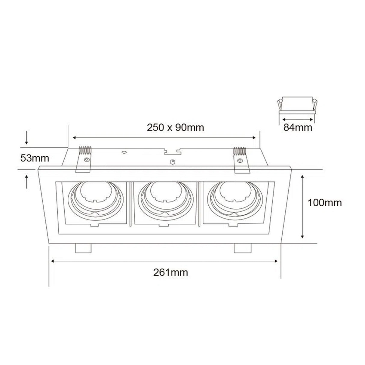 KIT DE 2 PIEZAS DE LAMPARA DE INTERIOR EMPOTRABLE ATLAS III TECNOLITE BASE GX5.3 NEGRO
