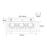 KIT DE 2 PIEZAS DE LAMPARA DE INTERIOR EMPOTRABLE ATLAS III TECNOLITE BASE GX5.3 NEGRO