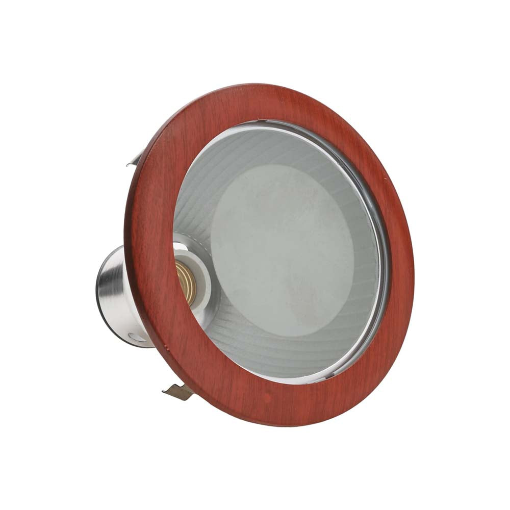 KIT DE 3 LUMINARIOS PRACTIK-1 PARA EMPOTRAR EN TECHO BOTE DE 12CM ARO DE MADERA PARA BASE E26 ESTEVEZ