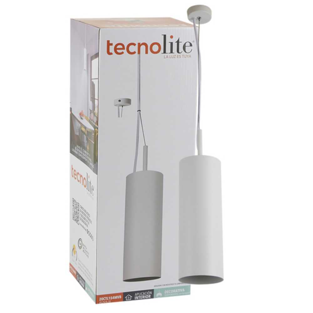 KIT DE 2 PIEZAS DE LAMPARA DE INTERIOR PARA SUSPENDER AUVA III TECNOLITE BASE E27 BLANCO