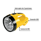 KIT DE 3 LINTERNAS RECARGABLES DE PLÁSTICO, 200LM, 5 LEDS DE ALTA LUMINOSIDAD Y ALCANCE, COLOR AMARILLO TRUPER
