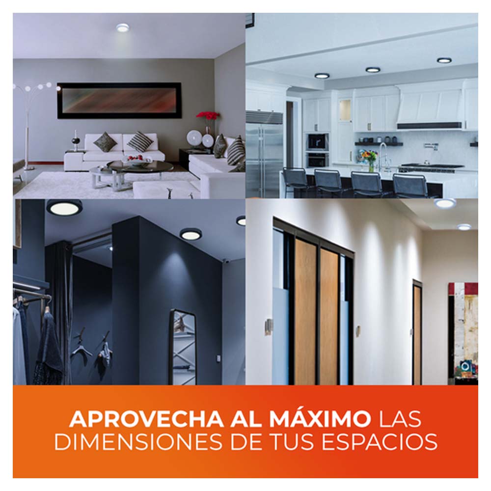 KIT DE 5 PIEZAS DE LUM LED SOBREPONER REDONDO 24W 6500K 100-240V NEGRO