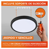 KIT DE 5 PIEZAS DE LUM LED SOBREPONER REDONDO 24W 6500K 100-240V NEGRO