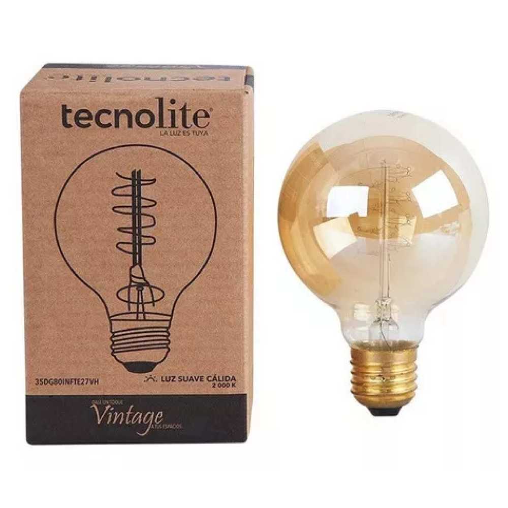 KIT DE 8 PIEZAS DE FOCO INCANDESCENTE TECNOLITE VINTAGE 35W LUZ SUAVE CALIDA BASE E27 FILAMENTO G125
