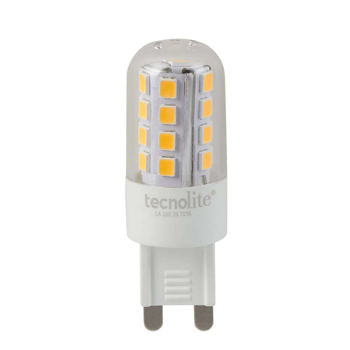 KIT DE 7 PIEZAS DE FOCO LED TECNOLITE IRIIUM II TIPO AMPOLLETA ATENUABLE 3W LUZ SUAVE CÁLIDA BASE G9