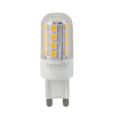 KIT DE 7 PIEZAS DE FOCO LED TECNOLITE IRIIUM II TIPO AMPOLLETA ATENUABLE 3W LUZ SUAVE CÁLIDA BASE G9