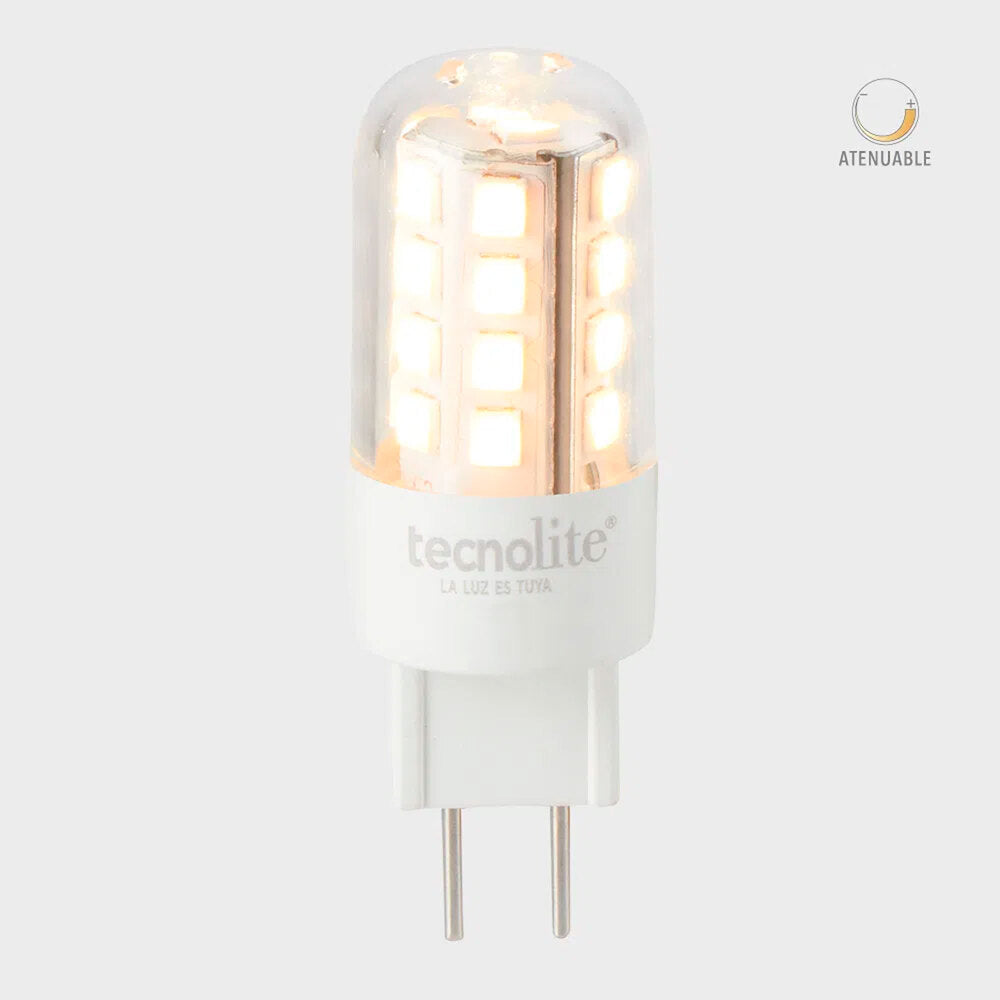 KIT DE 7 PIEZAS DE FOCO LED TECNOLITE IRIDIUM III TIPO AMPOLLETA ATENUABLE 3W LUZ SUAVE CALIDA BASE GY6.35