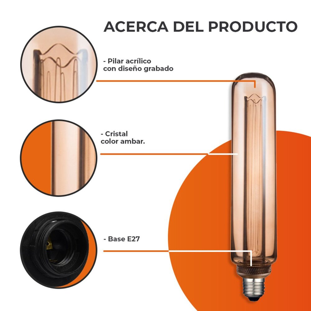 KIT DE 4 PIEZAS DE FOCO LED TECNOLITE ALBIREO II VINTAGE ATENUABLE 3.5W LUZ SUAVE CÁLIDA BASE E27