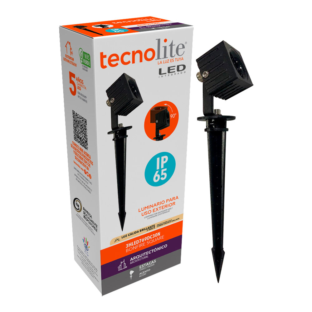 KIT DE 2 PIEZAS DE LUMINARIO EXT ACENTO LED 3W 30K NEGRO