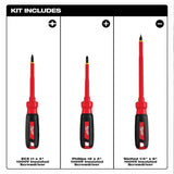 KIT DE 2 JUEGOS DE 3 DESARMADORES AISLADOS 1000V MILWAUKEE