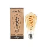 KIT DE 7 PIEZAS DE FOCO LED TECNOLITE VINTAGE FILAMENTO ATENUABLE 4.5W LUZ SUAVE CÁLIDA BASE E27 4DST21LEDFT27VA