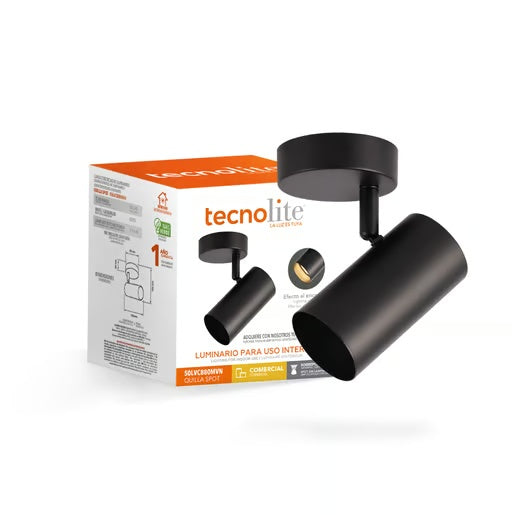 KIT DE 5 PIEZAS DE LUMINARIO INT SOBREPONER S/L 100-240V GU10 NEGRO TECNOLITE