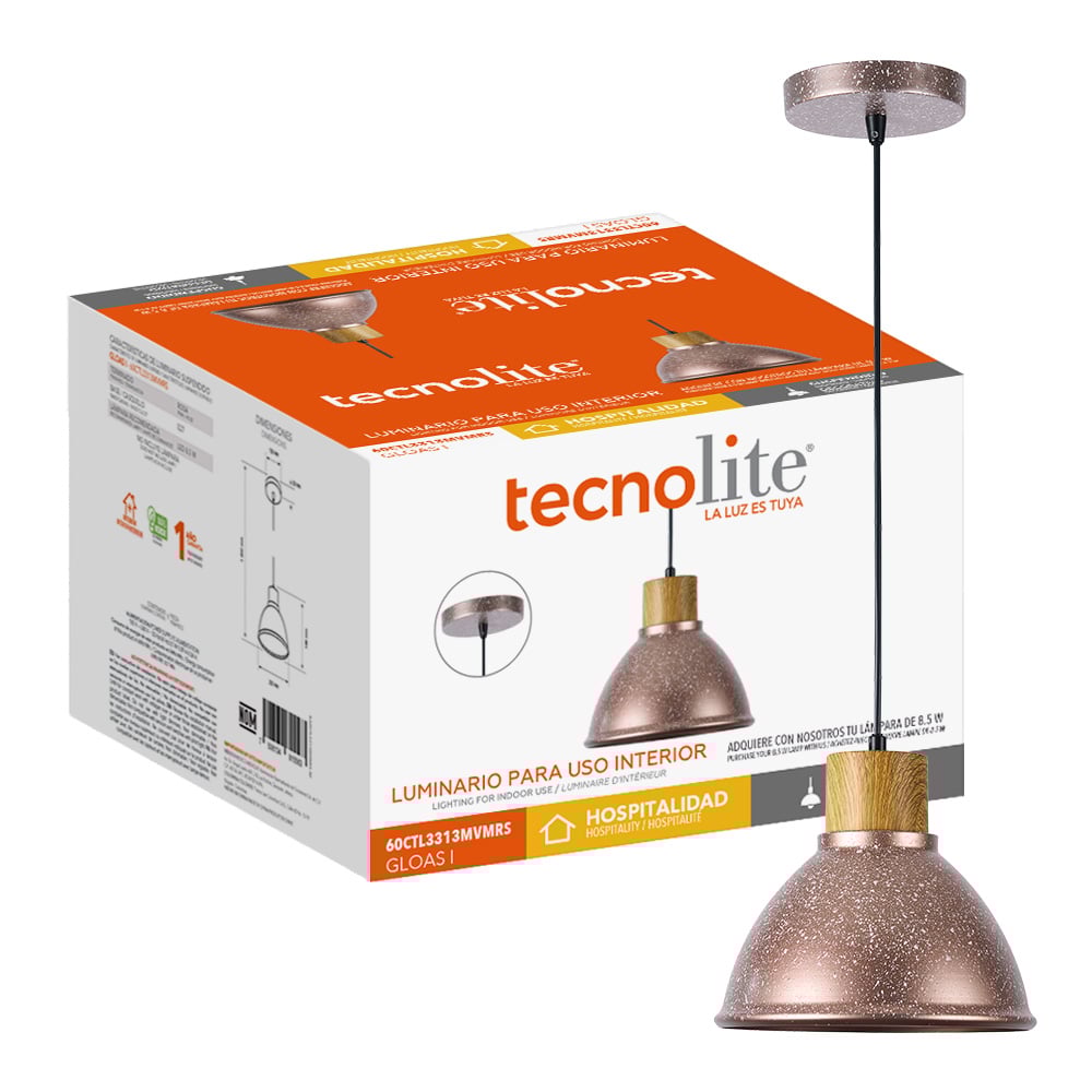 KIT DE 2 PIEZAS DE LUMINARIO INT SUSP S/L 100-240V E27 ROSA