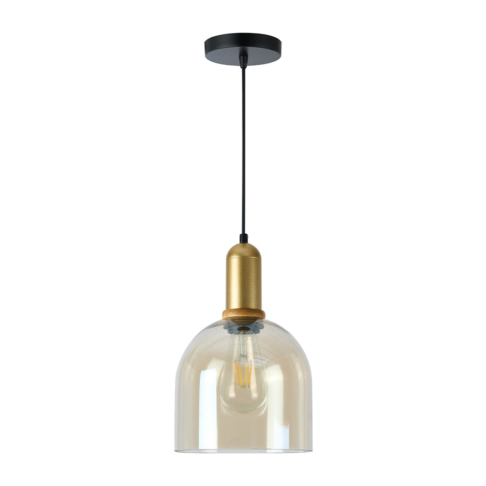 KIT DE 2 PIEZAS DE LUMINARIO INT SUSP S/L IRENA II 100-240V E27 DORADO AMBAR