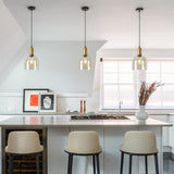 KIT DE 2 PIEZAS DE LUMINARIO INT SUSP S/L IRENA II 100-240V E27 DORADO AMBAR