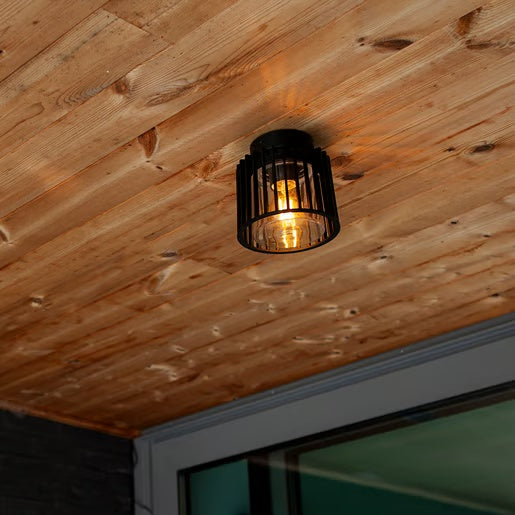 KIT DE 2 PIEZAS DE LUM. P/TECHO EXTERIOR IP54 SOBREPONER NEGRO E27 PIPOL II TECNOLITE