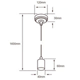 KIT DE 3 PIEZAS DE COLGANTE DE CERÁMICA TECNOLITE CUBIERTA DE HIERRO BASE E27