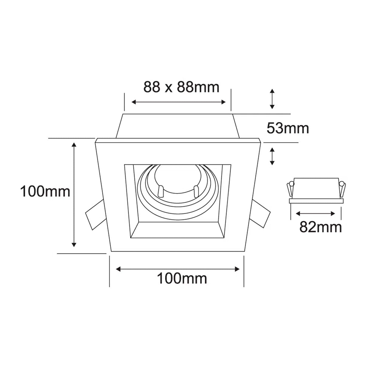 KIT DE 4 PIEZAS DE LÁMPARA DE INTERIOR EMPOTRABLE ALICANTE TECNOLITE BASE GX5.3 DIRIGIBLE NEGRO