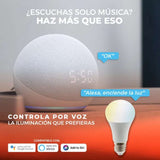 KIT DE 6 PIEZAS DE FOCO LED TECNOLITE GLOW SMART 7W LUZ BLANCA DINAMICA BASE E27 ATENUABLE COMPATIBLE CON APP MOVIL Y ASISTENTES DE VOZ