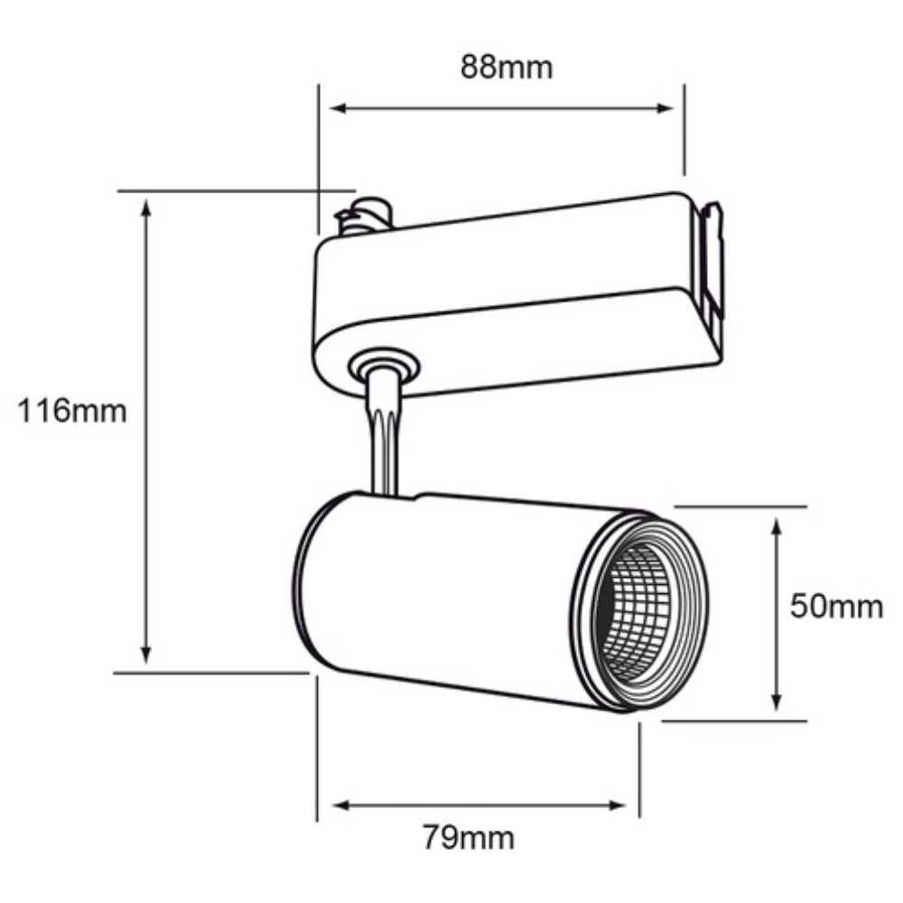 KIT DE 3 PIEZAS DE LÁMPARA DE INTERIOR LED TECNOLITE BEID I SPOT PARA RIEL 7W LUZ SUAVE CÁLIDA NEGRO