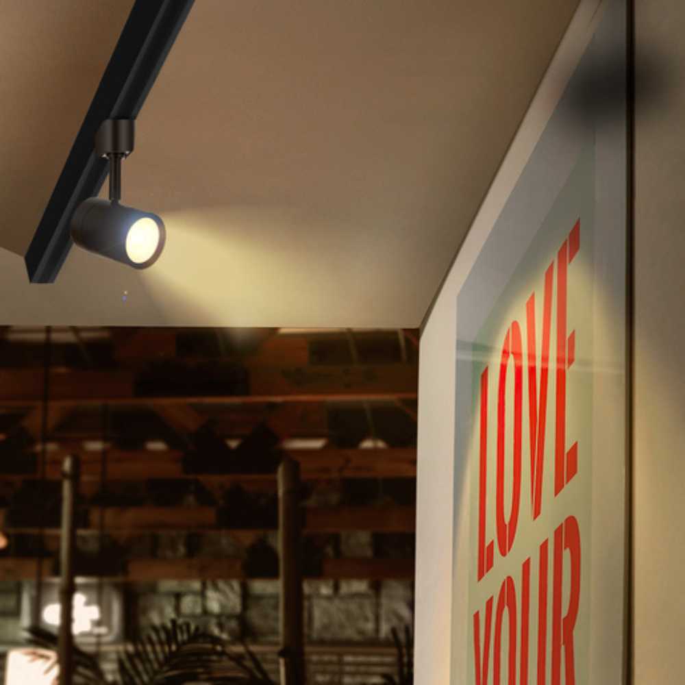 KIT DE 2 PIEZAS DE LAMPARA DE INTERIOR TECNOLITE HALLEY SMART 7W SPOT DE RIEL LUZ RGB Y BLANCA ATENUABLE COMPATIBLE CON APP MOVIL Y ASISTENTES DE VOZ NEGRO