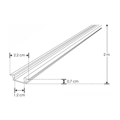 KIT PERFIL P/TIRA EXTRAPLANA LED C/CEJA (PERFIL RECT ALUMINIO 2M + MICA DIFUSA 2M + 2 TAPAS LAT +  2 GRAPAS DE EMP/SOB IP20) ILUMILEDS