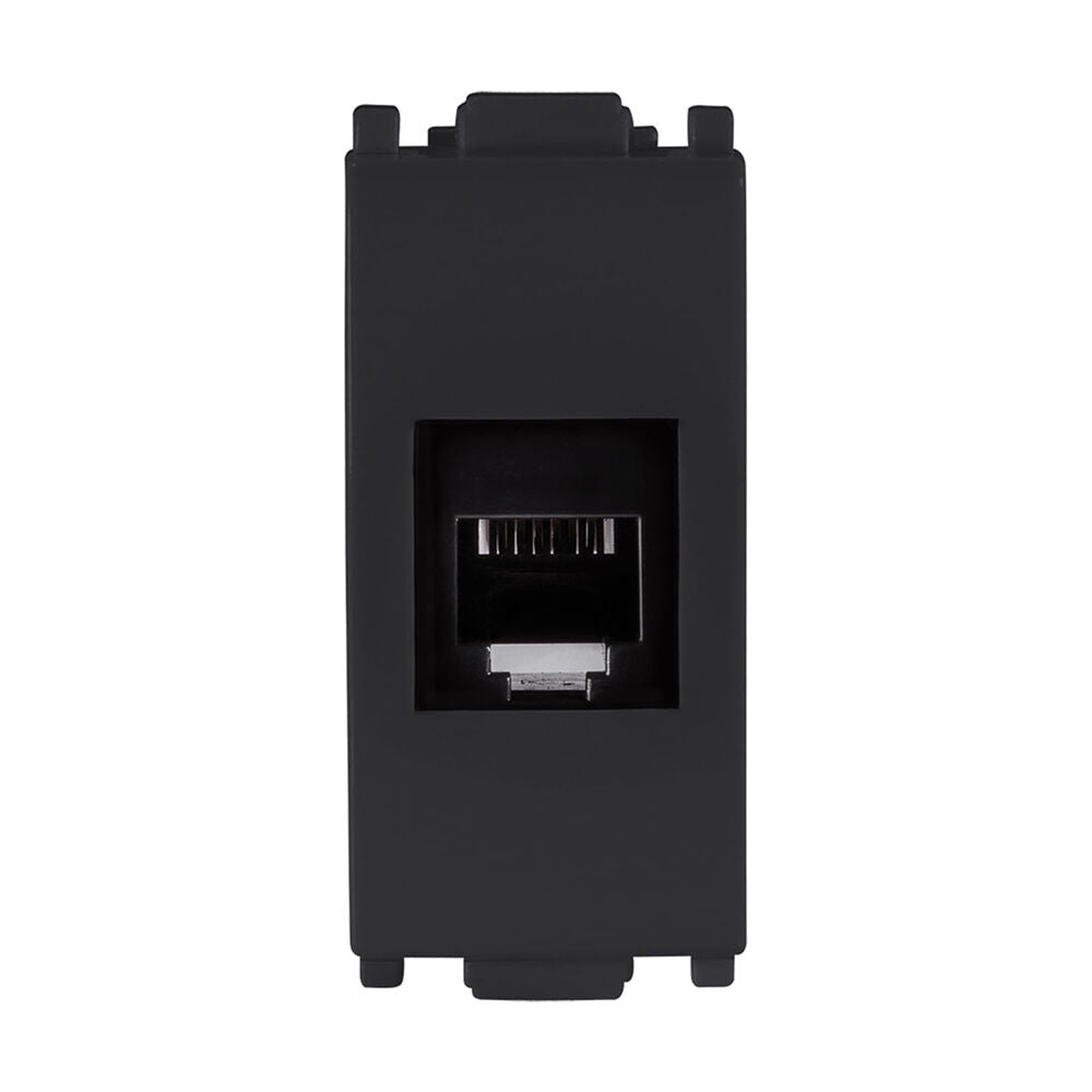 KIT DE 10 TOMAS TELEFONICAS DE 6 HILOS RJ11 EN COLOR NEGRO LINEA ALPHA ESTEVEZ