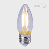 KIT DE 13 PIEZAS DE FOCO FILAMENTO LED TECNOLITE TIPO VELA ATENUABLE 4.5W LUZ SUAVE CALIDA BASE E27