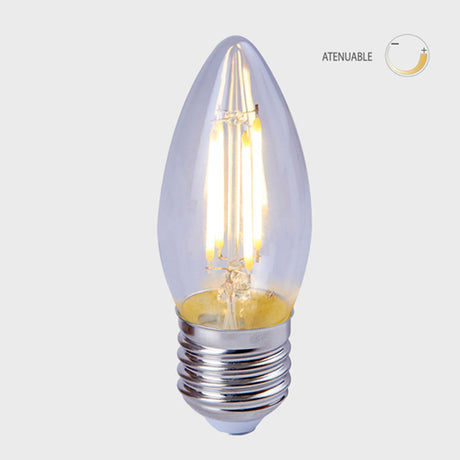 KIT DE 13 PIEZAS DE FOCO FILAMENTO LED TECNOLITE TIPO VELA ATENUABLE 4.5W LUZ SUAVE CALIDA BASE E27