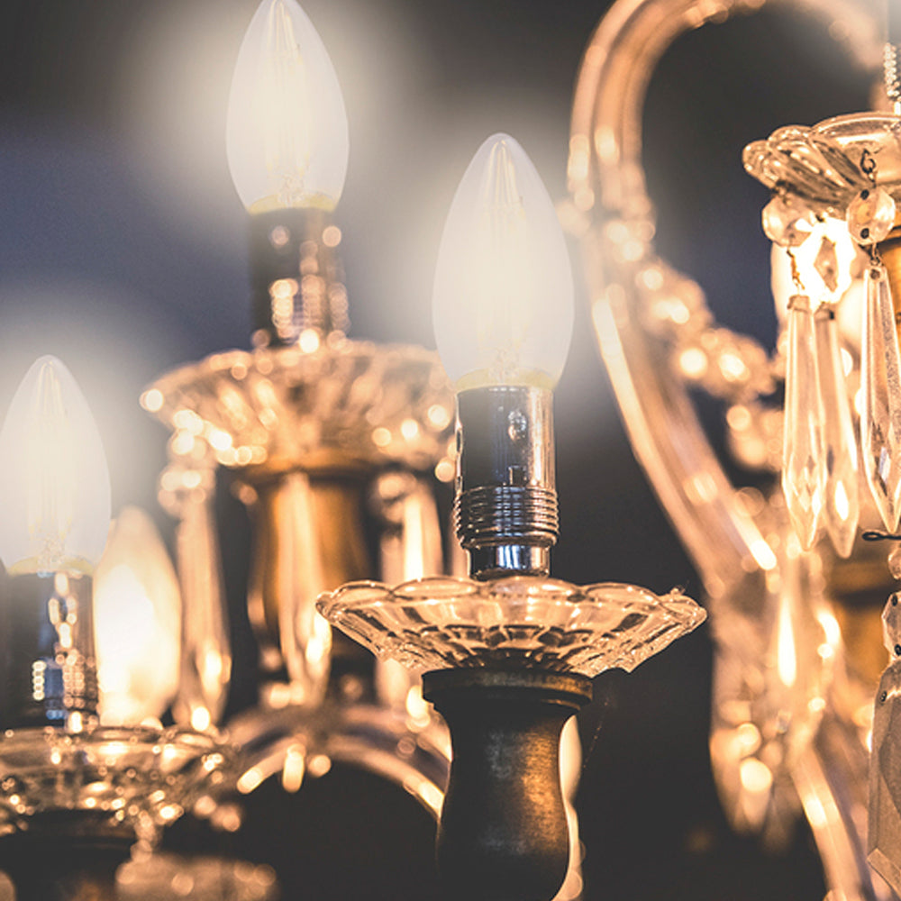 KIT DE 13 PIEZAS DE FOCO FILAMENTO LED TECNOLITE TIPO VELA ATENUABLE 4.5W LUZ SUAVE CALIDA BASE E27
