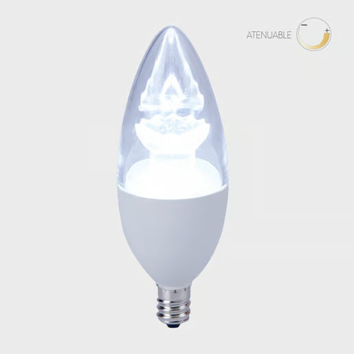 KIT DE 9 PIEZAS DE FOCO LED TECNOLITE TIPO VELA ATENUABLE 6W LUZ DE DIA BASE E12