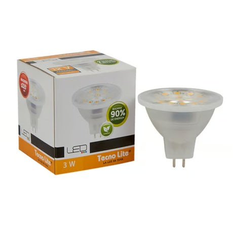 KIT DE 15 PIEZAS DE FOCO LED TECNOLITE TIPO MR16 3W LUZ SUAVE CÁLIDA BASE GX5.3 EXN-SMDLED/3W/30
