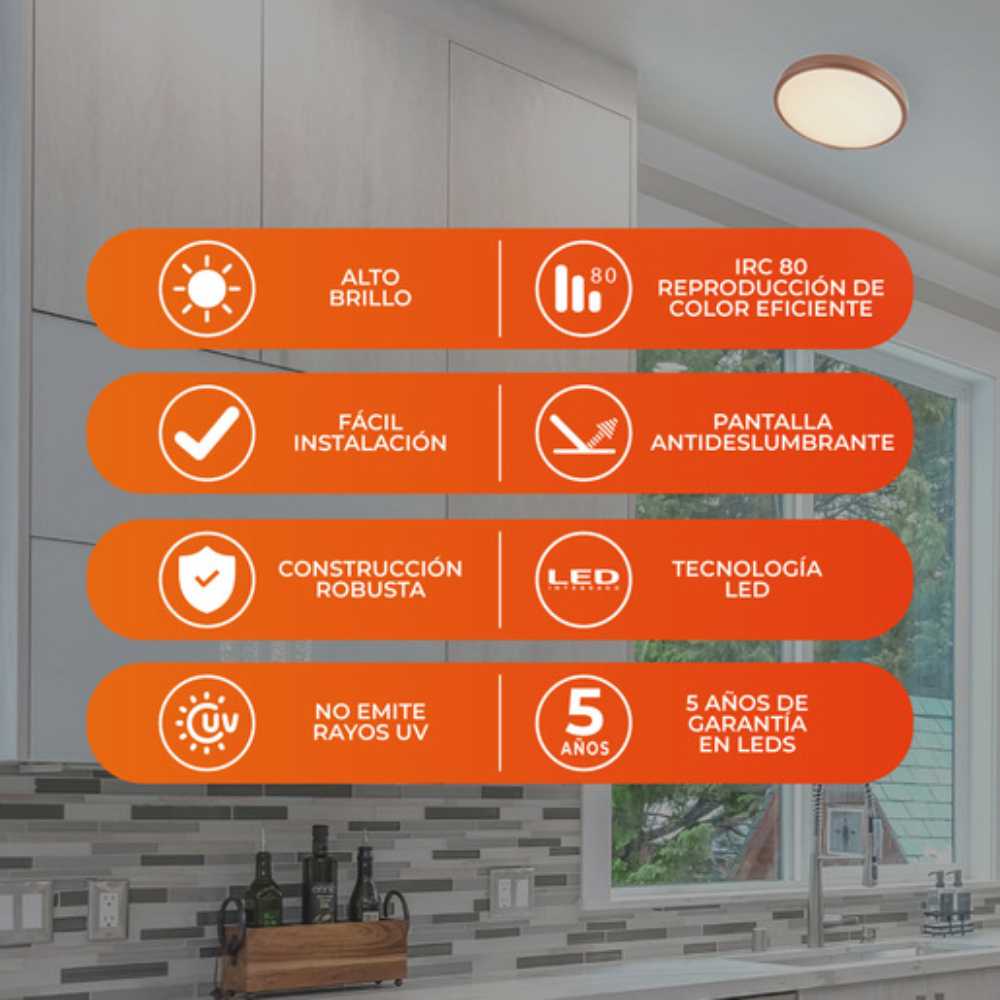 KIT DE 2 PIEZAS DE LAMPARA DE INTERIOR LED TECNOLITE ANSER III PARA SOBREPONER 16W LUZ SUAVE CALIDA