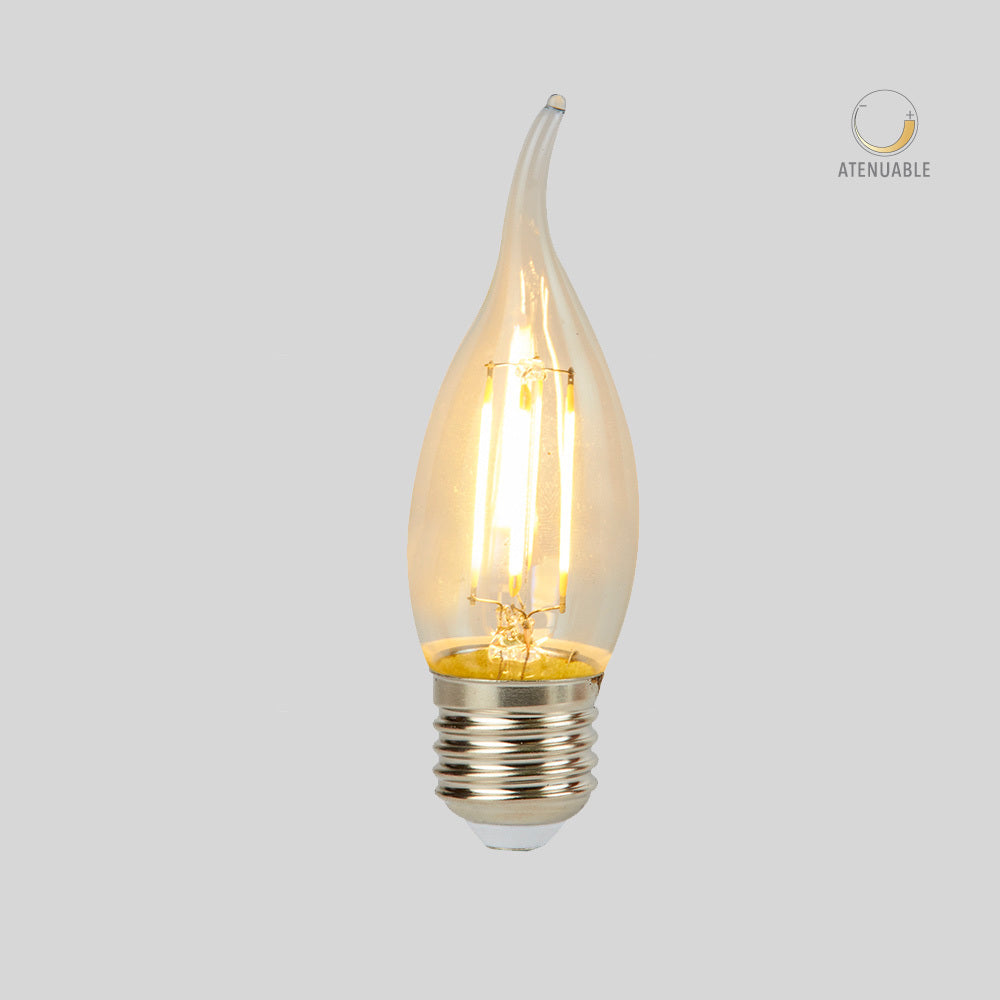 KIT DE 14 PIEZAS DE FOCO LED TECNOLITE TIPO VELA ATENUABLE 4.5W LUZ SUAVE CALIDA BASE E27