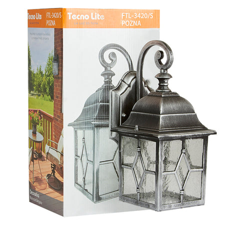 KIT DE 2 PIEZAS DE FAROL DE EXTERIOR POZNA TECNOLITE PARA SOBREPONER 20W BASE E27