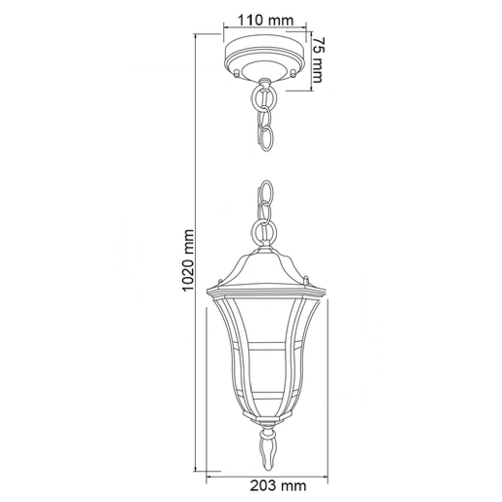 KIT DE 2 PIEZAS DE FAROL DE EXTERIOR PARA SUSPENDER RONDA I TECNOLITE 26W BASE E27