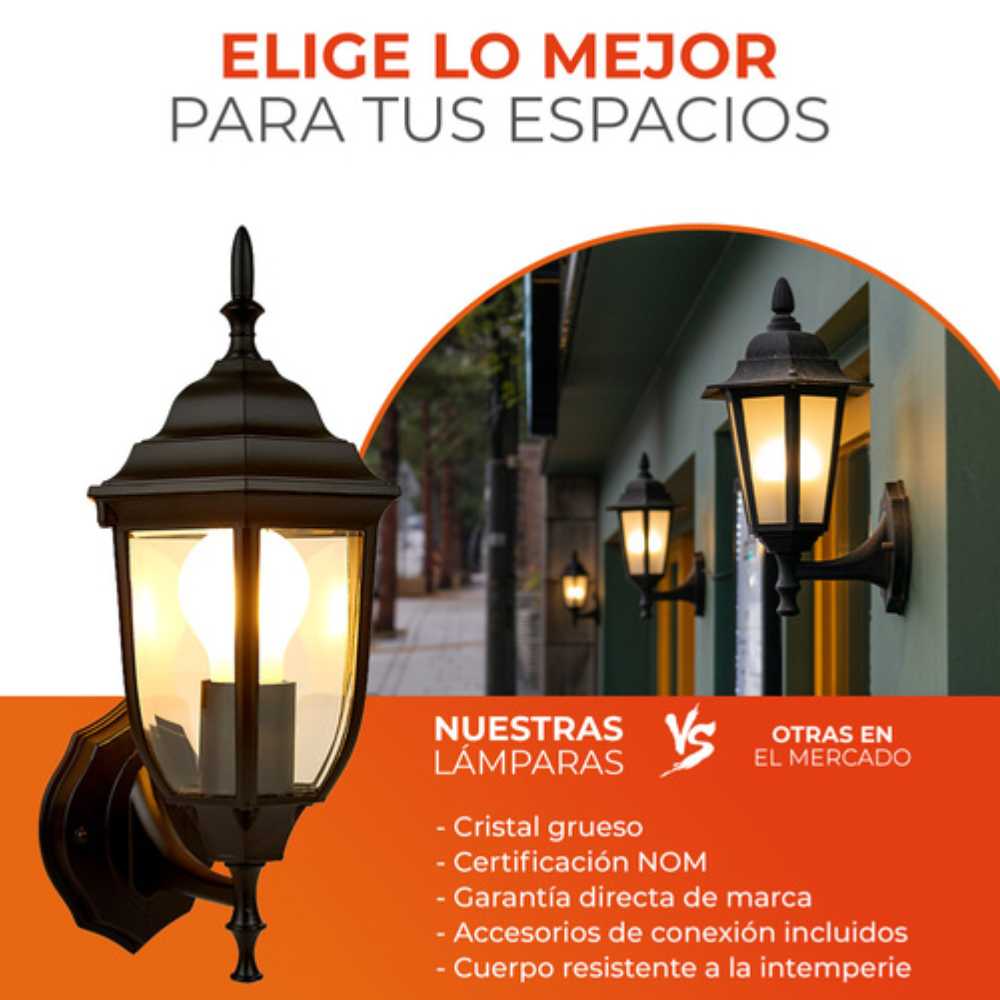 KIT DE 3 PIEZAS DE FAROL DE EXTERIOR SALERMO TECNOLITE PARED ARBOTANTE 60W IP44 BASE E27 NEGRO