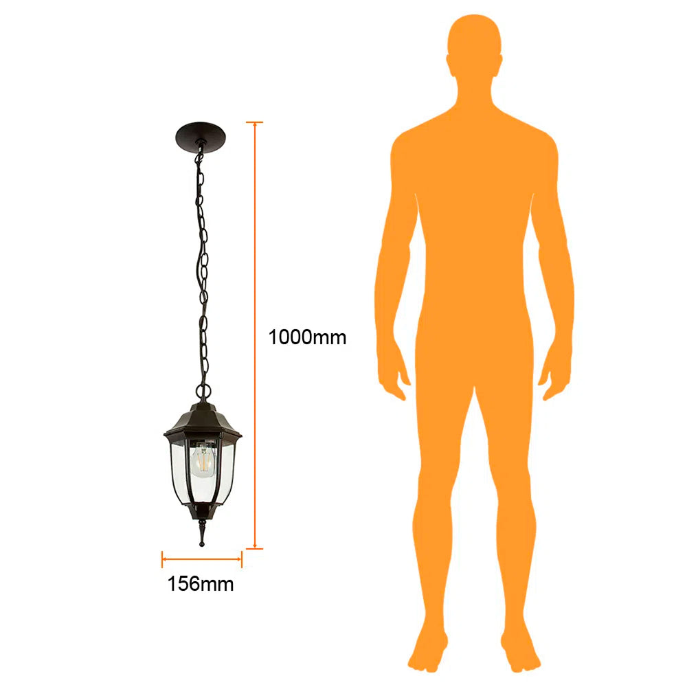 KIT DE 3 PIEZAS DE FAROL DE EXTERIOR PARA SUSPENDER SANTIAGO TECNOLITE 26W BASE E27
