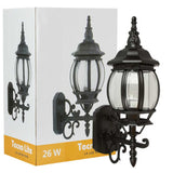 KIT DE 2 PIEZAS DE FAROL DE EXTERIOR SIENA TECNOLITE PARA SOBREPONER 26W BASE E27 NEGRO