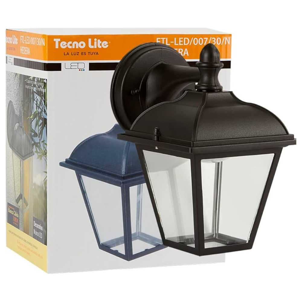 KIT DE 2 PIEZAS DE FAROL DE EXTERIOR LED HEDERA TECNOLITE PARA SOBREPONER LUZ SUAVE CALIDA
