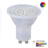 KIT DE 8 PIEZAS DE FOCO LED TECNOLITE 3W LUZ RGB CAMBIA DE COLOR AUTOMATICAMENTE BASE GU10