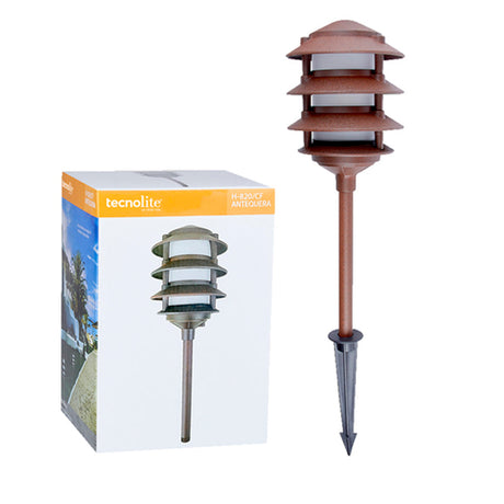 KIT DE 2 PIEZAS DE MINI POSTE ANTEQUERA TECNOLITE DE EXTERIOR PARA SOBREPONER IP44 BASE E27 CAFÉ