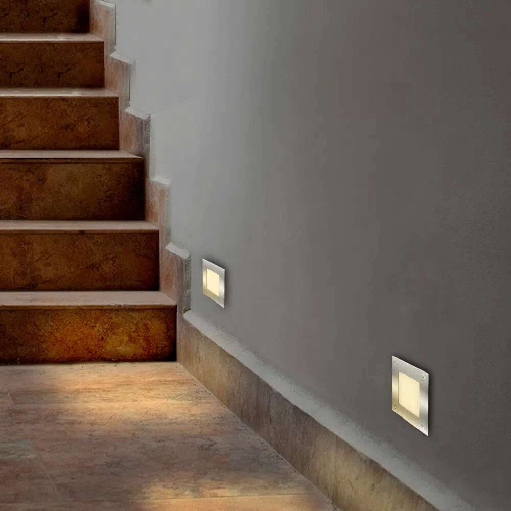 KIT DE 2 PIEZAS DE LÁMPARA DE EXTERIOR EMPOTRABLE LED CERDEÑA TECNOLITE 0.6W LUZ SUAVE CÁLIDA