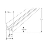 KIT DE 2 CONJUNTOS CON PERFIL RECTANGULAR DE ALUMINIO 2M MICA DIFUSA 2 MTS Y  2 TAPAS LATERALES IP20 EN COLOR NEGRO ILUMILEDS