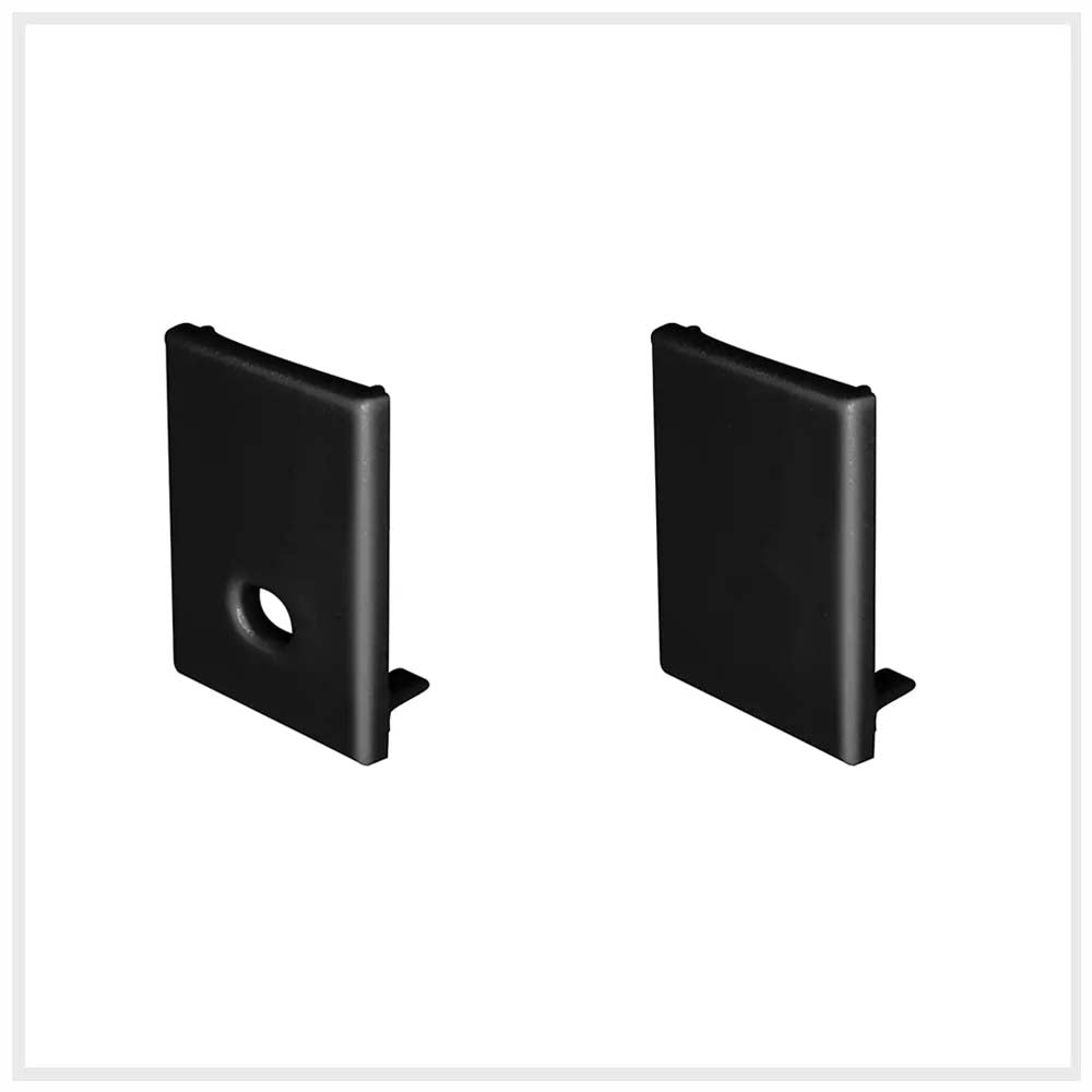 KIT DE 2 PIEZAS DE CONJUNTO QUE CONTIENE PERFIL RECTO DE ALUMINIO 2 MT. MICA DIFUSA NEGRA 2 MTS. 2 TAPAS LATERALES Y 2 GRAPAS IP20 COLOR NEGRO ILUMILEDS