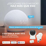 KIT CONTROL BÁSICO TECNOLITE CONTROL BÁSICO UN CÁMARA DOS FOCOS LED CON LUZ RGB Y BLANCA DOS ENCHUFES COMPATIBLE CON APP MÓVIL Y ASISTENTES DE VOZ ***TECNOLITE HAE***